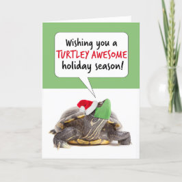 Happy Holidays Turtle in Covid Mask Spaß Feiertagskarte