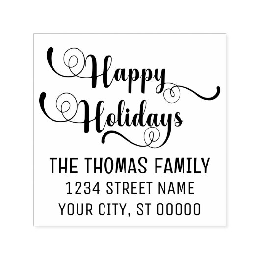 Happy Holidays Typografie #10 Name Rücksendeadress Permastempel (Design)