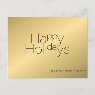 Happy Holidays Typografie einfaches modernes Gold Feiertagspostkarte
