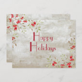 "Happy Holidays" Typografie Wasserfarbe Postkarte (Vorne/Hinten)