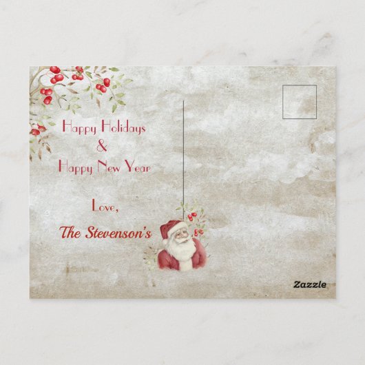 "Happy Holidays" Typografie Wasserfarbe Postkarte (Rückseite)