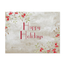 "Happy Holidays" Typografie Wasserfarbe Postkarte