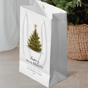 Happy Holidays Typografie Weihnachtsbaum Kleine Geschenktüte