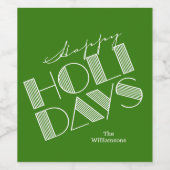 Happy Holidays Typografy Green Weinetikett (Einzelnes Label)