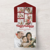 Happy Holidays Typografy on Rustic Wood 5-Foto All In One Einladung (Innen Boden)