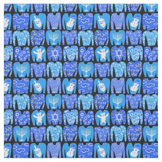 Happy Holidays Ugly Hannukah Sweater Pattern Stoff (Nahaufnahme)