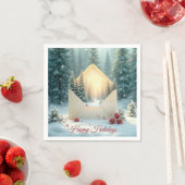 Happy Holidays Umschlag Winterwald Serviette (Beispiel)