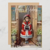 Happy Holidays Viktorianisch Girl Grußkarte (Vorne/Hinten)