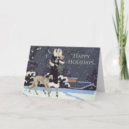 Happy Holidays Vintag Borzoi Card Feiertagskarte