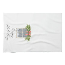 Happy Holidays Vintag Fenster Küchentuch