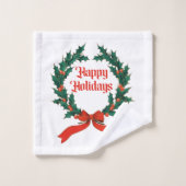 Happy Holidays Vintag Heiliger Weihnachtskranz Badhandtuch Set (Waschlappen)