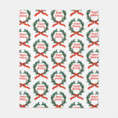 Happy Holidays Vintag Heiliger Weihnachtskranz Fleecedecke (Vorderseite)