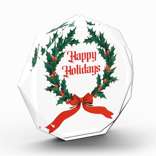 Happy Holidays Vintag Heiliger Weihnachtskranz Fotoblock (Links)