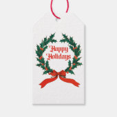 Happy Holidays Vintag Heiliger Weihnachtskranz Geschenkanhänger (Vorderseite)