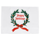 Happy Holidays Vintag Heiliger Weihnachtskranz Große Geschenktüte (Rückseite)