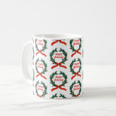 Happy Holidays Vintag Heiliger Weihnachtskranz Kaffeetasse (Vorderseite Links)