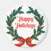 Happy Holidays Vintag Heiliger Weihnachtskranz Magnet (Vorne)