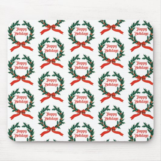Happy Holidays Vintag Heiliger Weihnachtskranz Mousepad (Vorne)