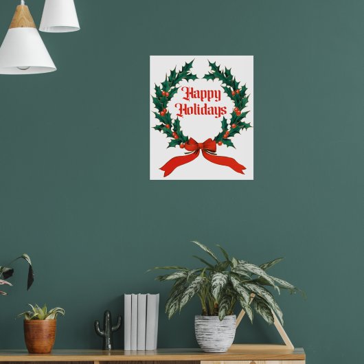 Happy Holidays Vintag Heiliger Weihnachtskranz Poster (Wohnzimmer 1)