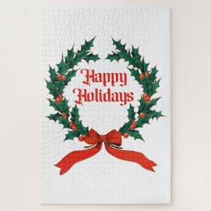 Happy Holidays Vintag Heiliger Weihnachtskranz Puzzle