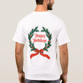 Happy Holidays Vintag Heiliger Weihnachtskranz T-Shirt (Rückseite)