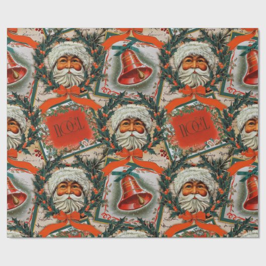 Happy Holidays Vintag Santa Geschenkpapier (Flach)