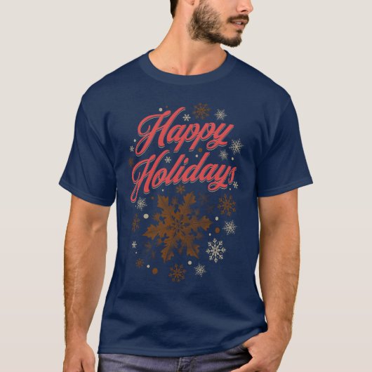 Happy Holidays Vintag Snowflake T-Shirt (Vorderseite)