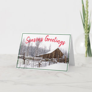 Happy Holidays Vintag Snowy Barn Foto Feiertagskarte
