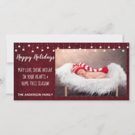 Happy Holidays Vintag Stars Shine Red 8x4 Feiertagskarte