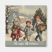 Happy Holidays, vintage illustration, Magnet (Vorne)