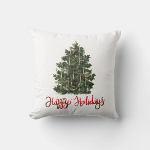 Happy Holidays, Vintager Pine Tree Kissen
