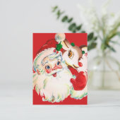 HAPPY HOLIDAYS | Vintager Santa & Rudolph Postkarte (Stehend Vorderseite)