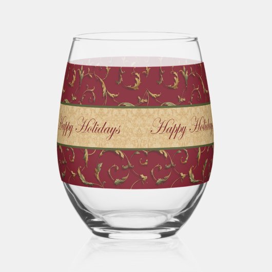 Happy Holiday's Vintager Stil Weinglas Ohne Stiel (Vorderseite)