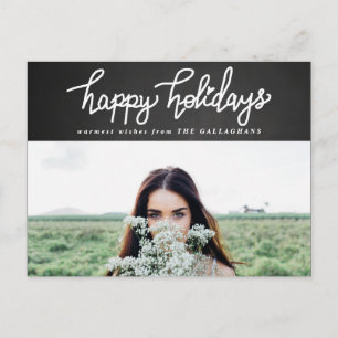 Happy Holidays Vintages Chalkboard Script-Foto Feiertagspostkarte