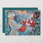 HAPPY HOLIDAYS | Vintages Wintermädchen und Eichhö (Vorne/Hinten)