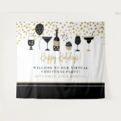 Happy Holidays Virtual Party Hintergrundnamen Wandteppich (Vorderseite (Horizontal))