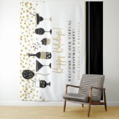 Happy Holidays Virtual Party Hintergrundnamen Wandteppich (Beispiel)