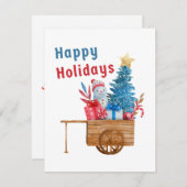 Happy Holidays Wagon mit Snowman Feiertagskarte (Vorne/Hinten)