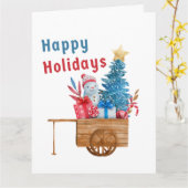 Happy Holidays Wagon mit Snowman Karte (Gelbe Blume)
