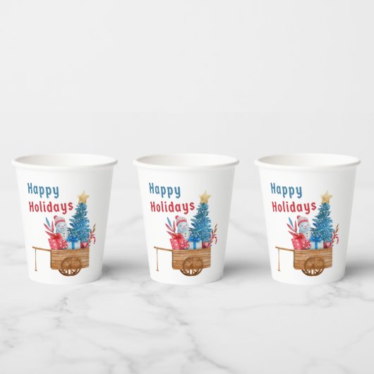 Happy Holidays Wagon mit Snowman Pappbecher (Multi)