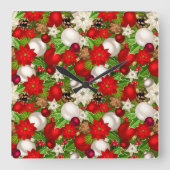 Happy Holidays Wall Clock Quadratische Wanduhr (Vorderseite)