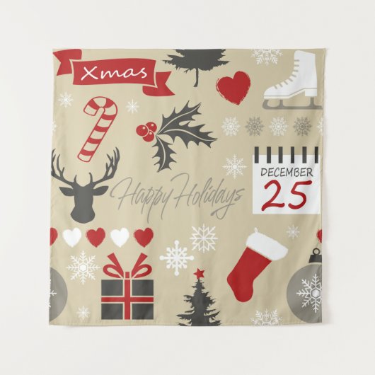 Happy Holidays Wandteppich (Vorderseite)