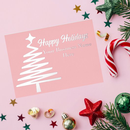 Happy Holidays Warm Pink Tree Folien Feiertagskarte