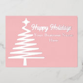 Happy Holidays Warm Pink Tree Folien Feiertagskarte (Vorderseite)