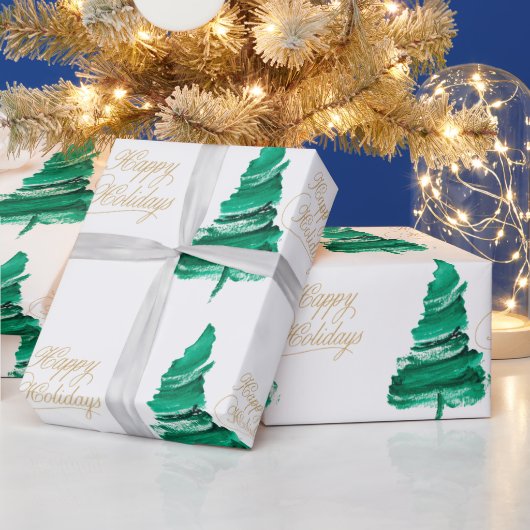 Happy Holidays Wassercolor-Baum Geschenkpapier (Feiertage)