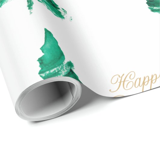 Happy Holidays Wassercolor-Baum Geschenkpapier (Rolleneckpunkt)