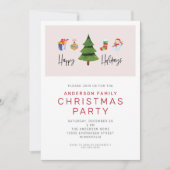 Happy Holidays Wassercolor Niedliches Weihnachtsfe Einladung (Vorderseite)