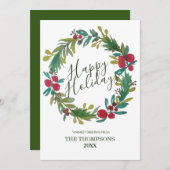 Happy Holidays Watercolor Blumenstrauß Mitteilungskarte (Vorne/Hinten)
