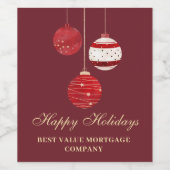 Happy Holidays Watercolor Business Weinetikett (Einzelnes Label)