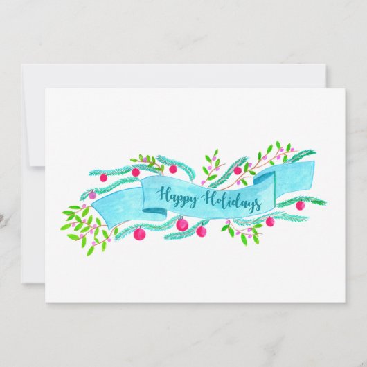 Happy Holidays, watercolor Christmas banner Einladung (Vorderseite)